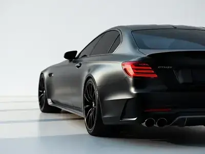 Matte black finish on luxury sedan