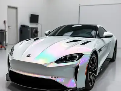 Pearl white finish on high-end sports car